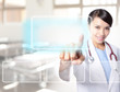 doctor woman touch empty button