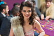 Smiling woman at roulette table