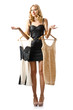 Young attractive woman trying new dresses
