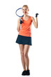 Woman tennis player on white