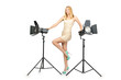 Attrative woman in photo studio
