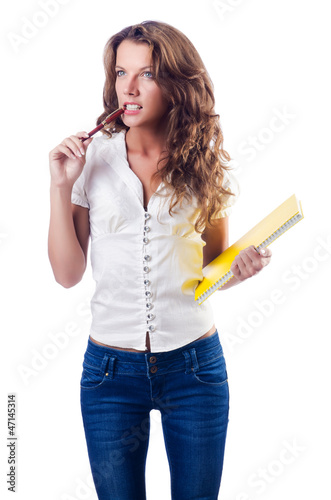 Photo: Young student isolated on the white Young student isolated on the white