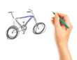 Woman's Hand draws a bicycle