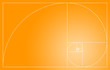 Illustration: Fibonacci Spirale im goldenen Schnitt - Orange Weiß Fibonacci Spirale im goldenen Schnitt - Orange Weiß