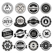 Christmas set - black and white labels, emblems.