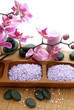 Foto: spa composition of bath salt, stones and orchid spa composition of bath salt, stones and orchid