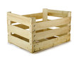 Photo: Empty wooden fruit crate isolated on white Empty wooden fruit crate isolated on white