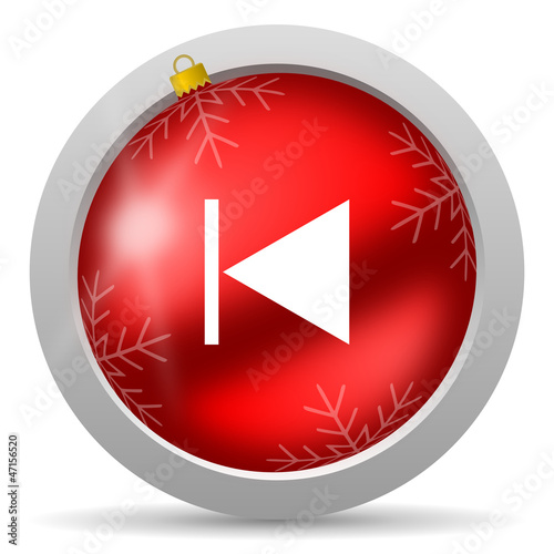 Illustration: prev red glossy christmas icon on white background prev red glossy christmas icon on white background