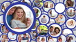 Mouse icon selecting videos of people with laptops from collage