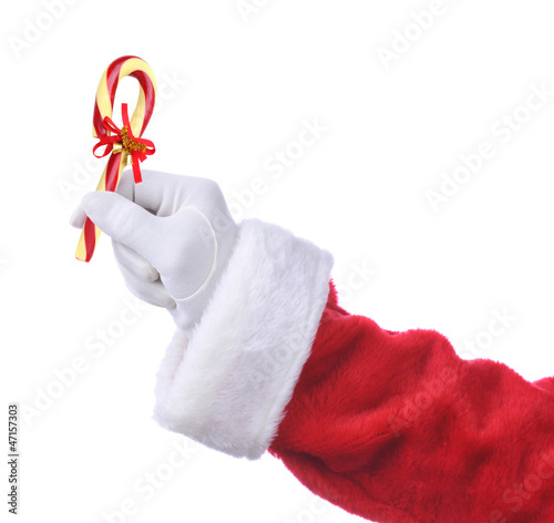 Photo: Santa with Old Fashioned Candy Cane Santa with Old Fashioned Candy Cane