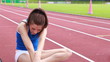 Woman stretching her leg