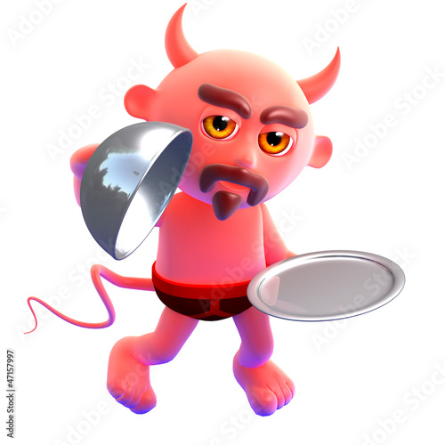 Illustration: Devil offers up a silver service temptation Devil offers up a silver service temptation