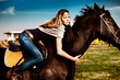 on a horseback