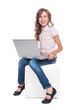 excited girl sitting on chair
