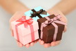 Woman holding Christmas gifts