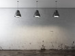Room with ceiling lamps and grunge wall