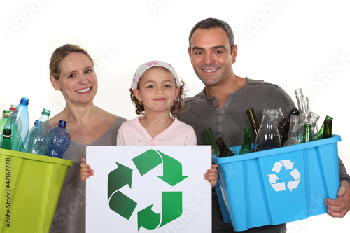 Photo: Family recycling bottles Family recycling bottles