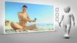 Video of woman on the beach on grey background