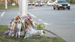 Traffic Passes By Roadside Memorial
