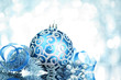 Blue Christmas decorations with bright lights