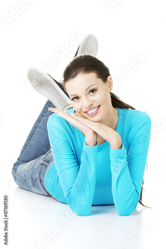 Photo: Young beautiful woman in casual clothes Young beautiful woman in casual clothes