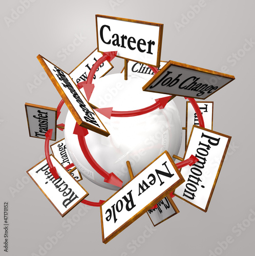 Illustration: Career Signs Professional Job Path Promotion Change Career Signs Professional Job Path Promotion Change