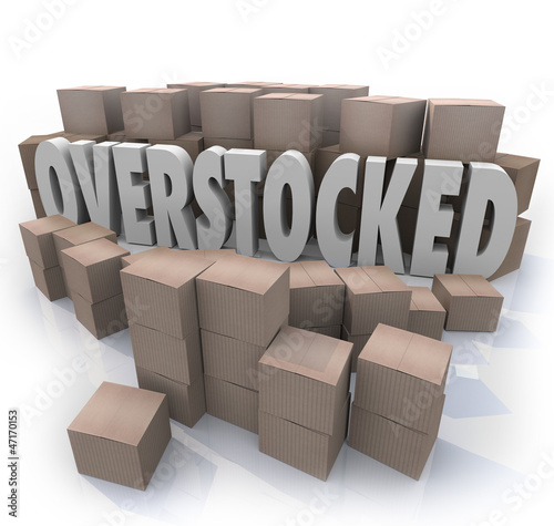 Illustration: Overstocked Words Cardboard Boxes Warehouse Inventory Overstocked Words Cardboard Boxes Warehouse Inventory