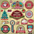 Vintage frame set with Christmas background, santa claus