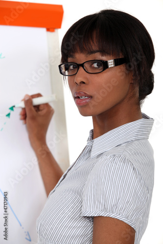 Photo: Woman writing on flip-chart Woman writing on flip-chart