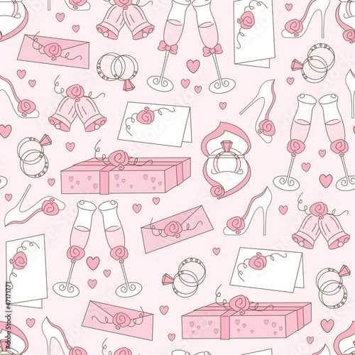 Vector: Wedding seamless pattern, hand drawing Wedding seamless pattern, hand drawing