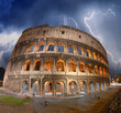Beautiful dramatic sky over Colosseum in Rome
