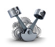 Pistons and gears, isolated 3d icon