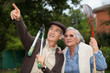 mature couple gardening