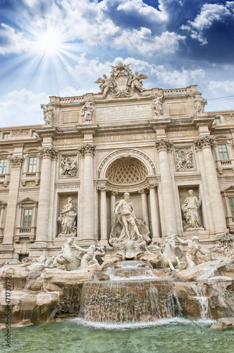 Photo: Beautiful portrait view of Trevi Fountain in Rome Beautiful portrait view of Trevi Fountain in Rome