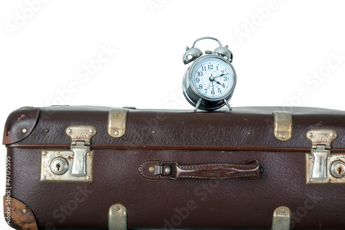 Photo: Old suitcase with Alarm Clock Old suitcase with Alarm Clock