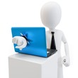 3d man breaking laptop screen