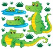 Vector: Image with crocodile theme 3 Image with crocodile theme 3