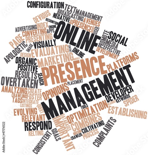 Illustration: Word cloud for Online presence management Word cloud for Online presence management