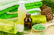 Oil and toiletries with cedar cones