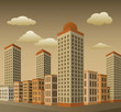 Town in Perspective (sepia colors)