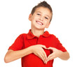 Portrait of happy boy with a heart shape
