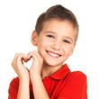 Portrait of happy boy with a heart shape