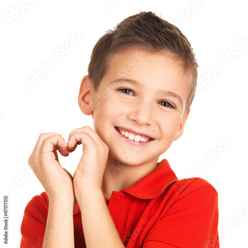 Photo: Portrait of happy boy with a heart shape Portrait of happy boy with a heart shape