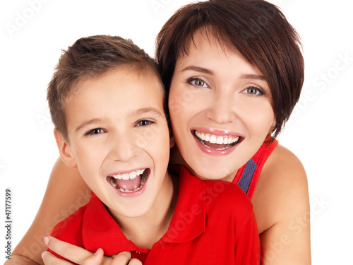 Photo: laughing young mother with son 8 year old laughing young mother with son 8 year old
