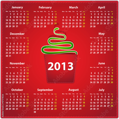 Vector: 2013 calendar in English 2013 calendar in English