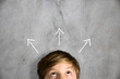 Child looks upwards