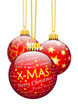 Weihnachtskugel,  X-MAS, Merry Christmas, rote Christbaumkugel