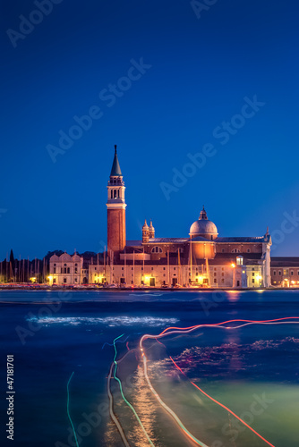 Photo: View of San Giorgio maggiore at night Venice,Italy. View of San Giorgio maggiore at night Venice,Italy.