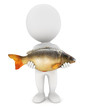 3d white people caught a carp fish