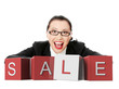 Photo: Businesswoman with sale sign Businesswoman with sale sign